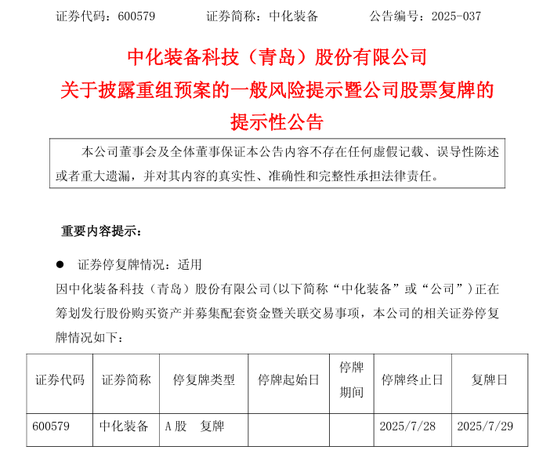 明起复牌！600579，拟重大资产重组！