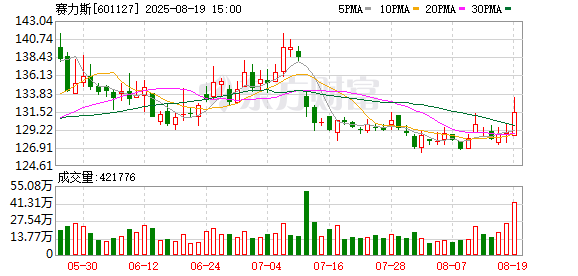 赛力斯8月19日大宗交易成交262.94万元